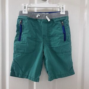 Mini Boden Adventure Pull On Shorts Green Elastic Waist Boys Size 7